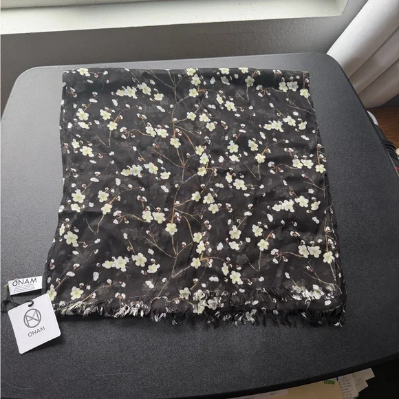 Black Floral Scarf - Picture 2 of 3